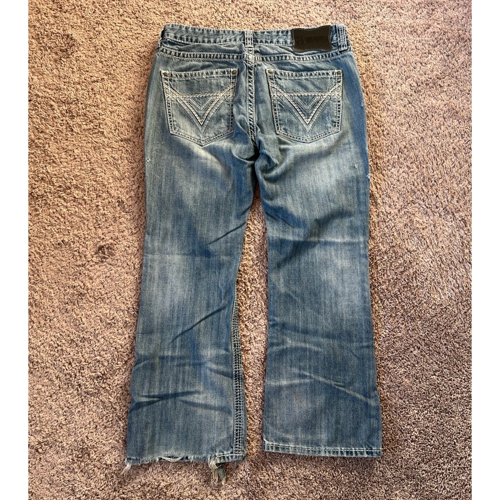 Blue Bootcut Jeans with Vintage Fade